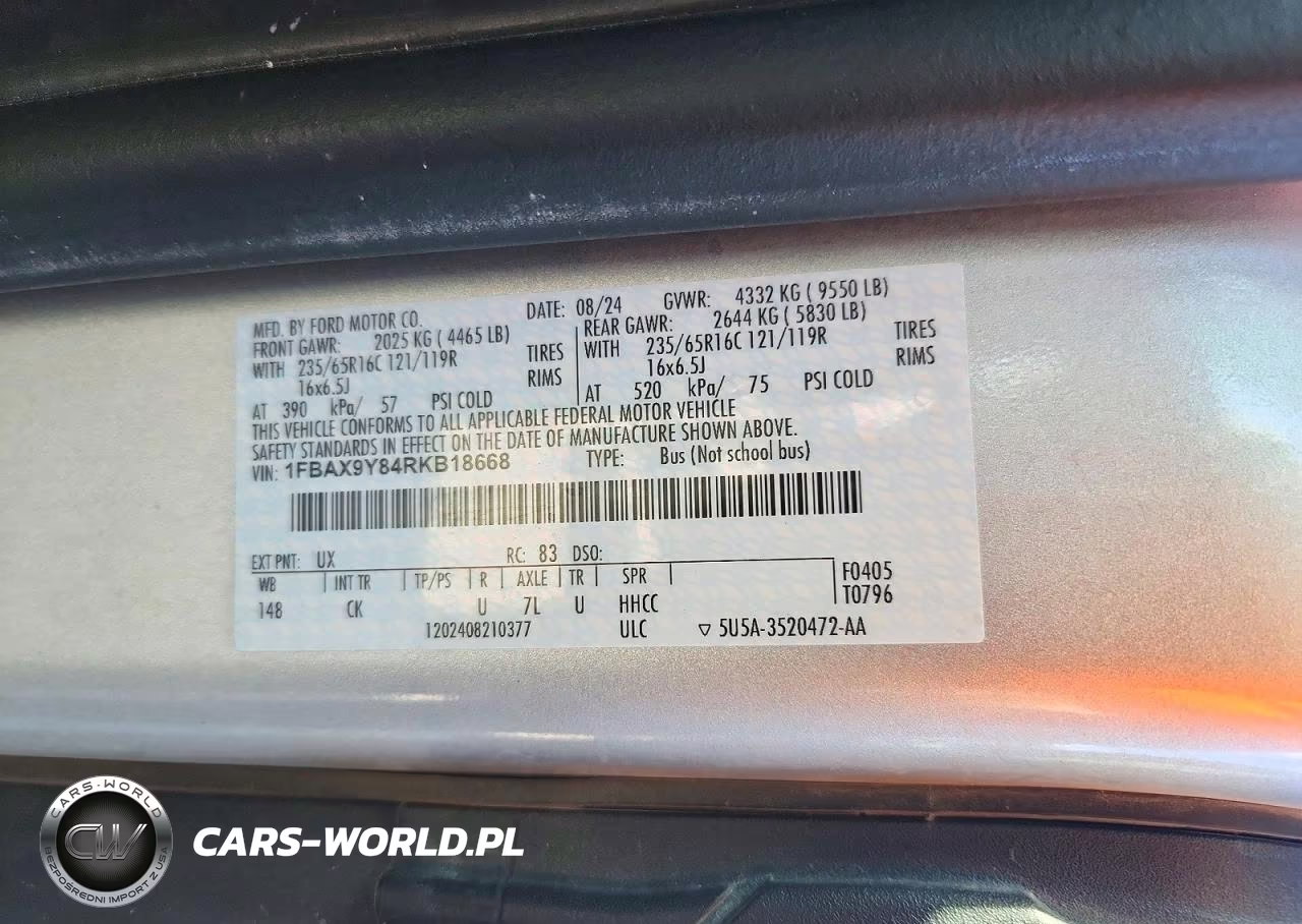 2024 Ford Transit-350 Passenger Van Xl VIN:1FBAX9Y84RKB18668 - 13