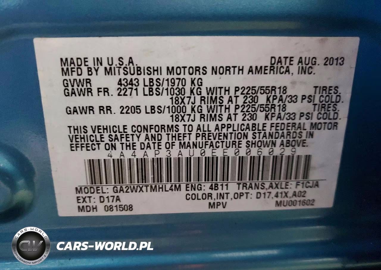 2014 Mitsubishi Outlander Sport Es VIN:4A4AP3AU0EE006029 - 12