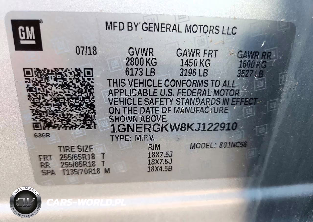 2019 Chevrolet Traverse 1Lt VIN:1GNERGKW8KJ122910 - 13