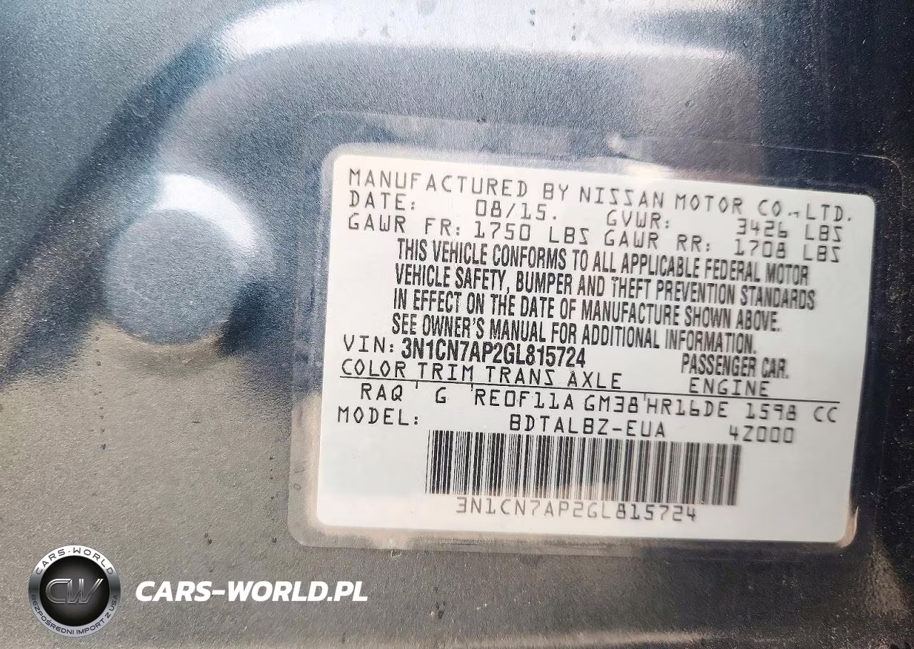 2016 Nissan Versa 1.6 Sv VIN:3N1CN7AP2GL815724 - 13
