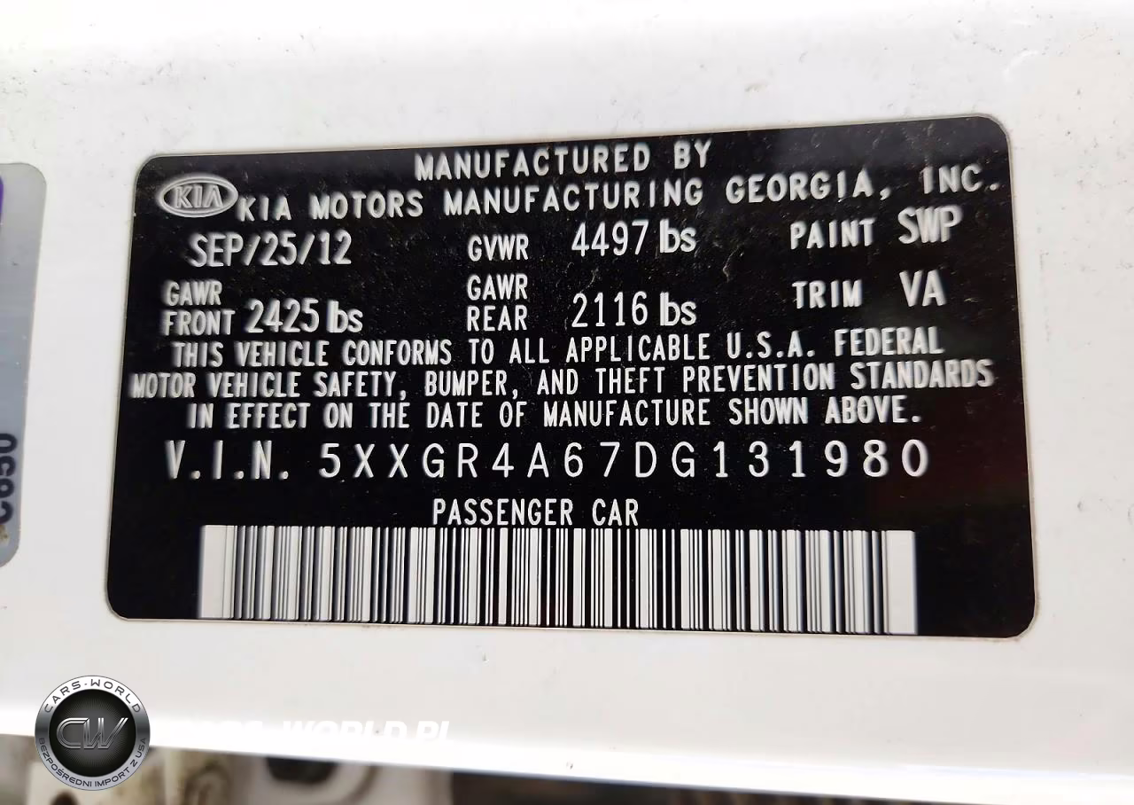 2013 Kia Optima Sx VIN:5XXGR4A67DG131980 - 13