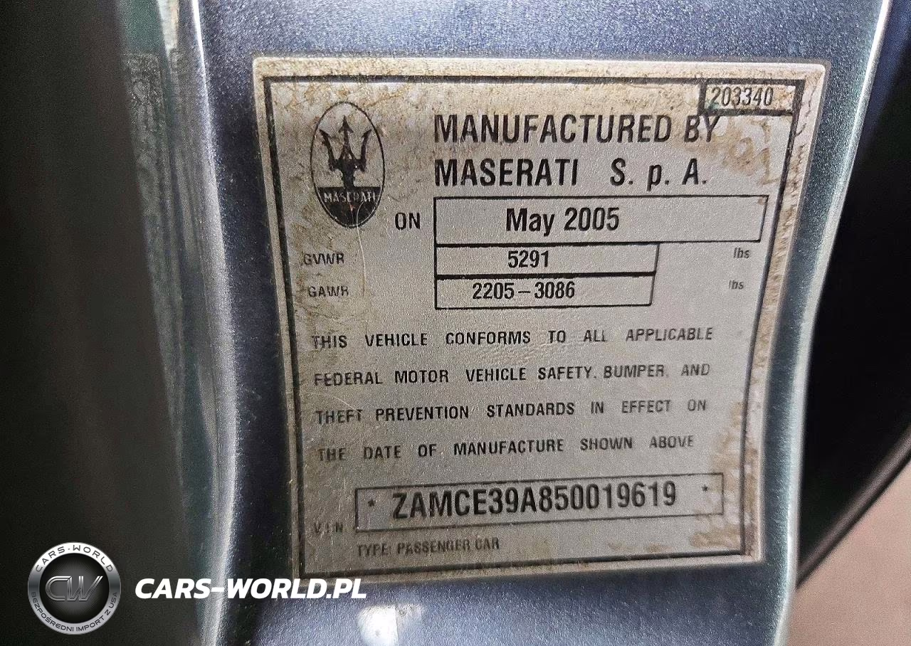 2005 Maserati Quattroporte M139 VIN:ZAMCE39A850019619 - 12