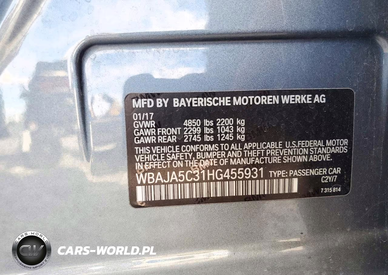 2017 BMW 530 I VIN:WBAJA5C31HG455931 - 12