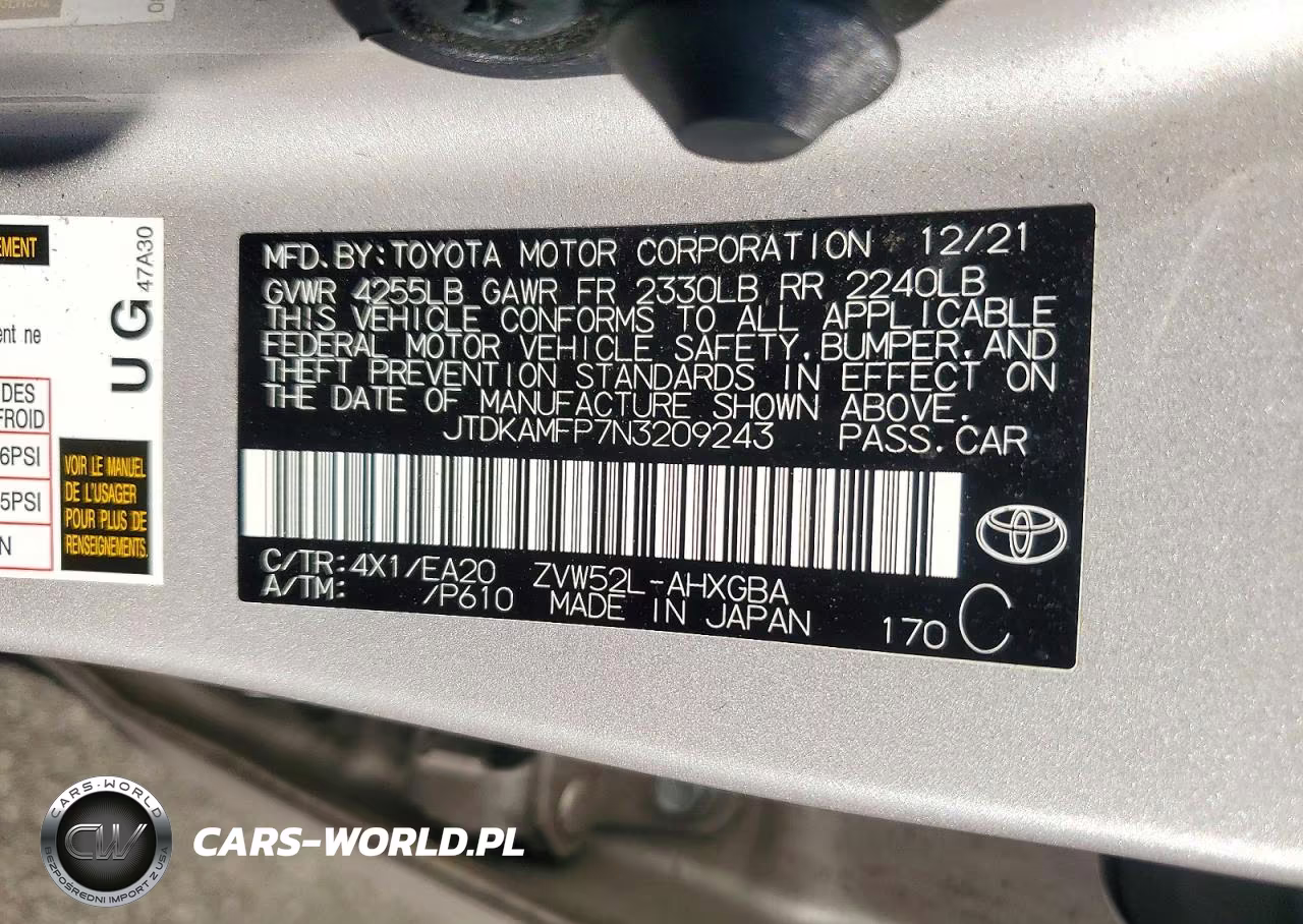 2022 Toyota Prius Prime Xle VIN:JTDKAMFP7N3209243 - 12