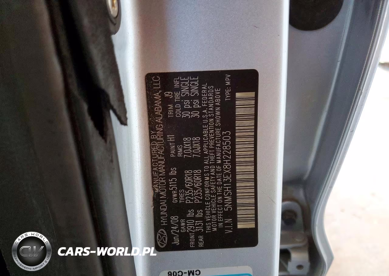 2008 Hyundai Santa Fe Se VIN:5NMSH13EX8H228503 - 13