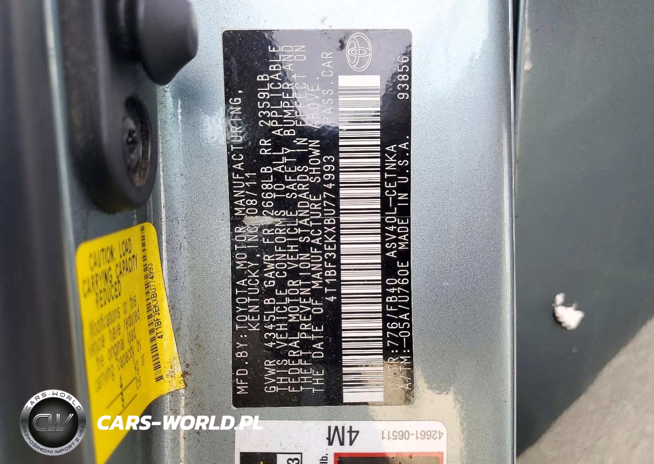 2011 Toyota Camry Le VIN:4T1BF3EKXBU774993 - 12