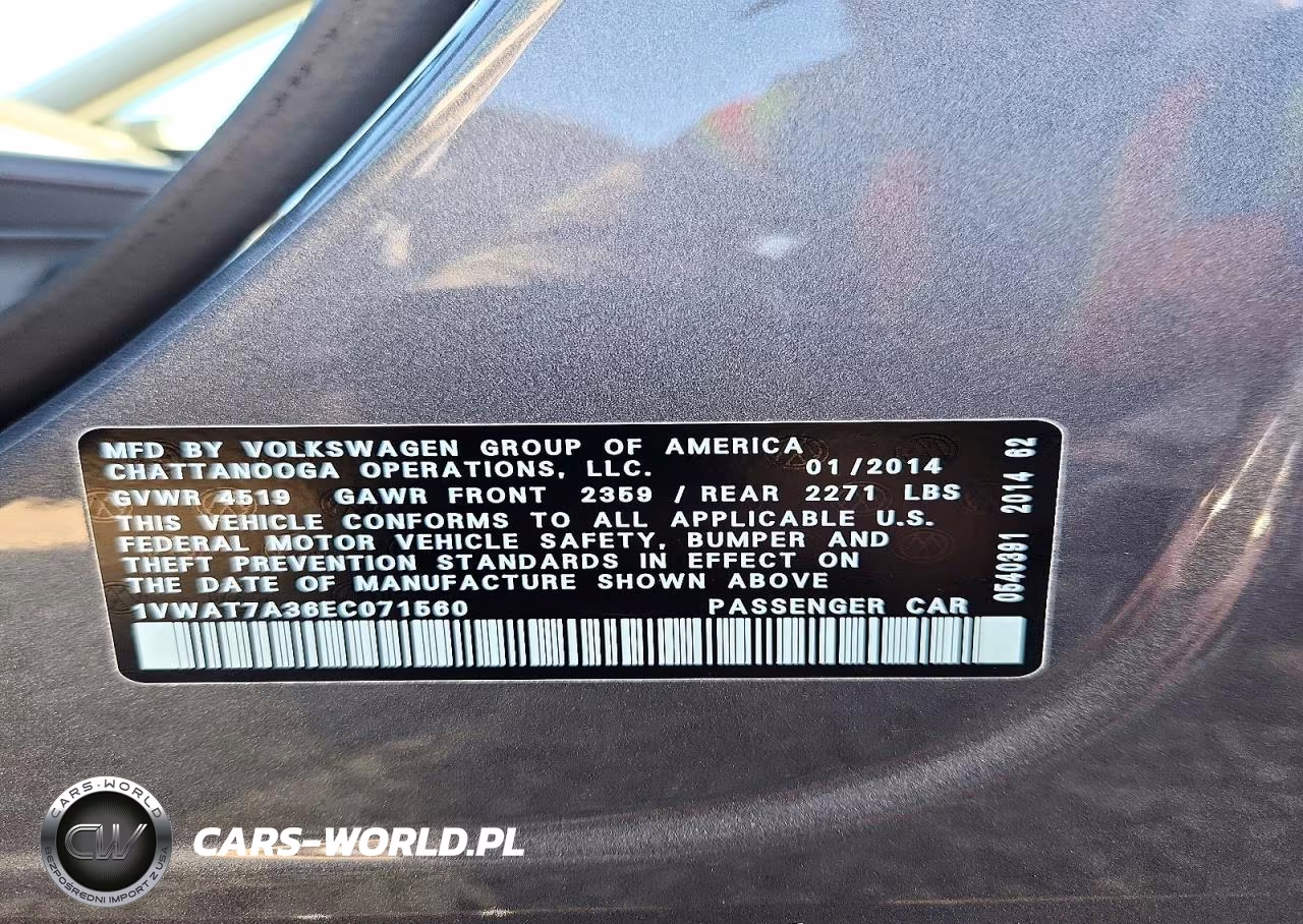 2014 Volkswagen Passat S VIN:1VWAT7A36EC071560 - 12