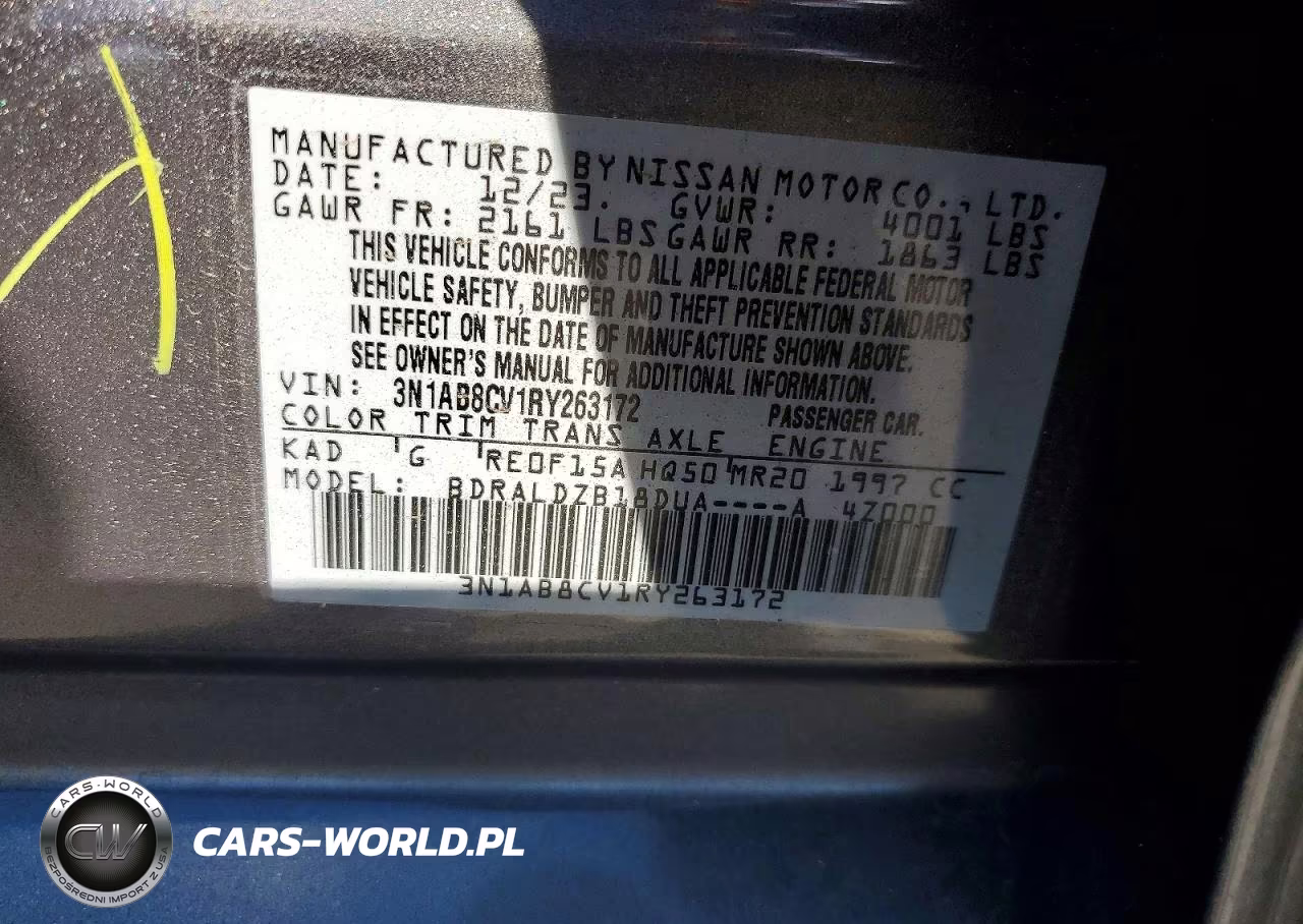 2024 Nissan Sentra Sv VIN:3N1AB8CV1RY263172 - 13
