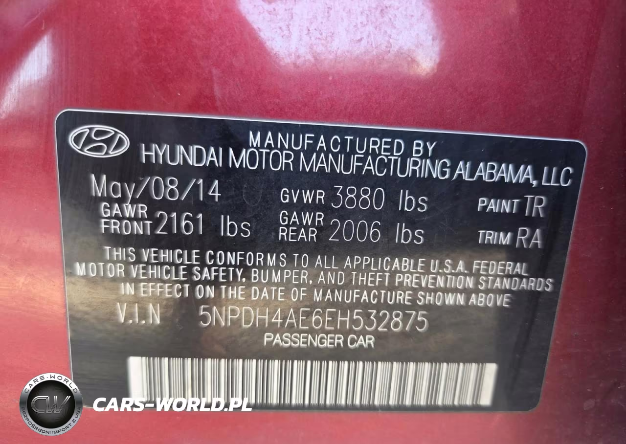 2014 Hyundai Elantra Limited VIN:5NPDH4AE6EH532875 - 10