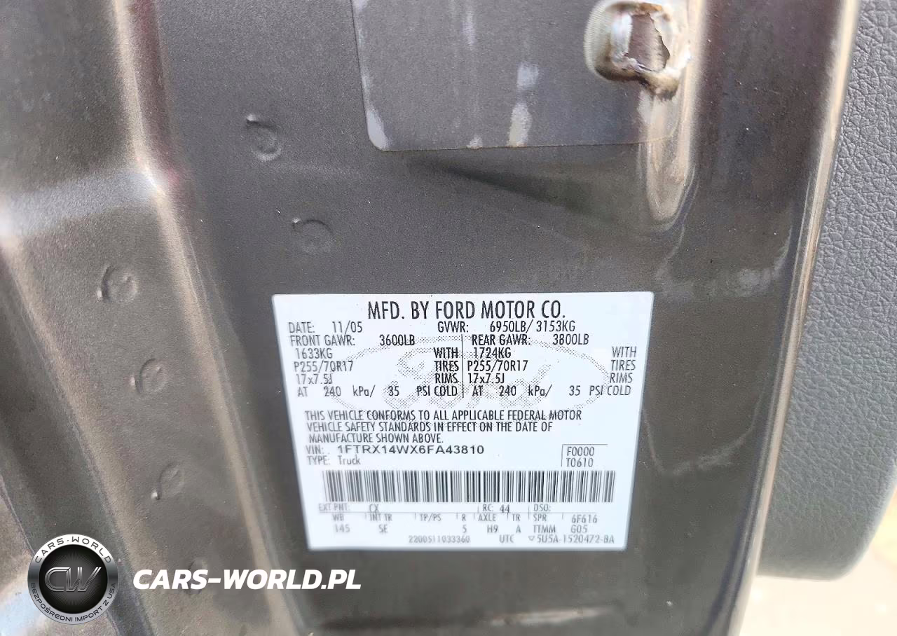 2006 Ford F150 VIN:1FTRX14WX6FA43810 - 12