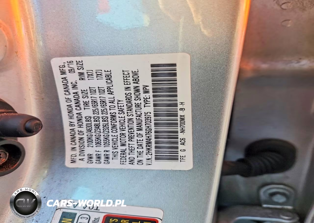 2016 Honda Cr-V Exl VIN:2HKRM4H76GH703975 - 12