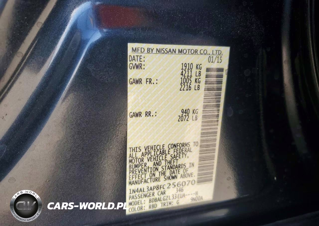 2015 Nissan Altima 2.5 S VIN:1N4AL3AP8FC256070 - 12
