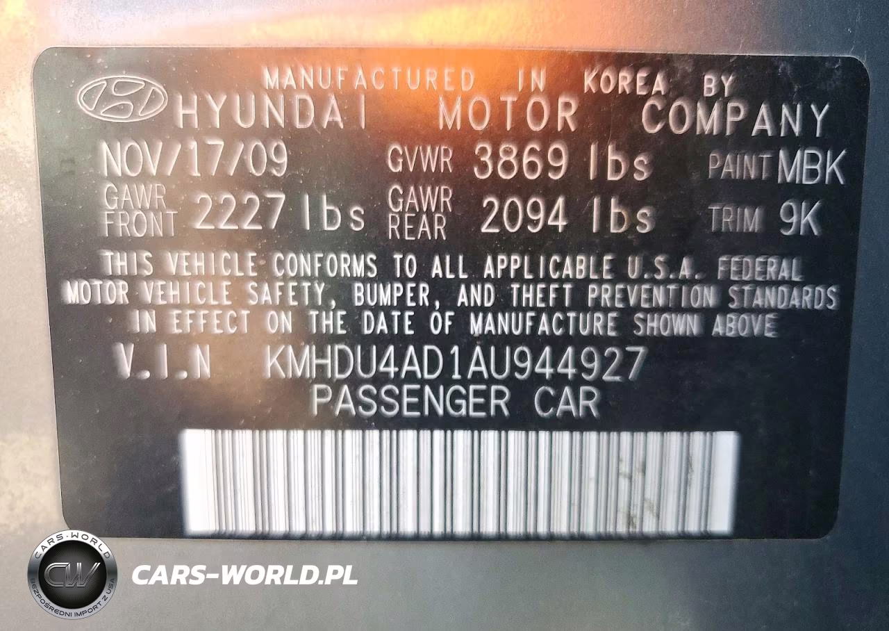 2010 Hyundai Elantra Gls VIN:KMHDU4AD1AU944927 - 12