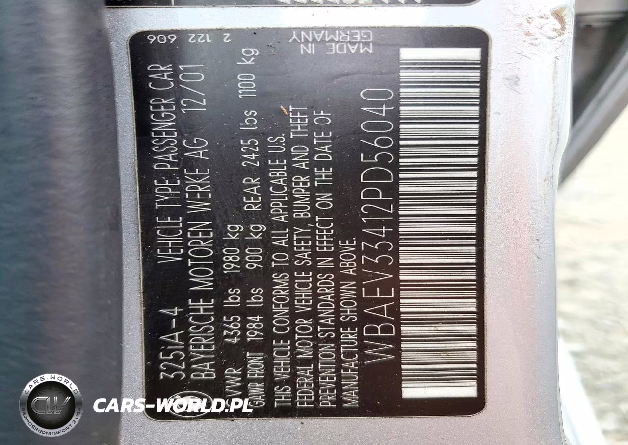 2002 BMW 325 I VIN:WBAEV33412PD56040 - 13