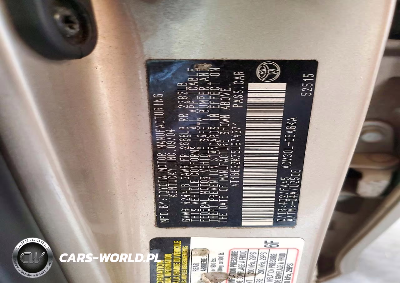 2005 Toyota Camry Xle VIN:4T1BE32K75U974371 - 12