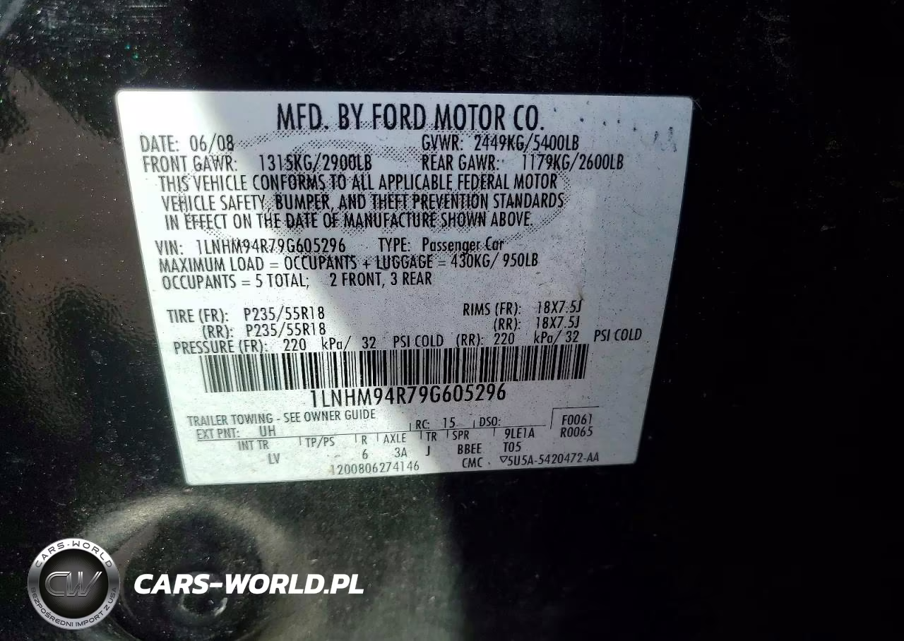 2009 Lincoln Mks VIN:1LNHM94R79G605296 - 12