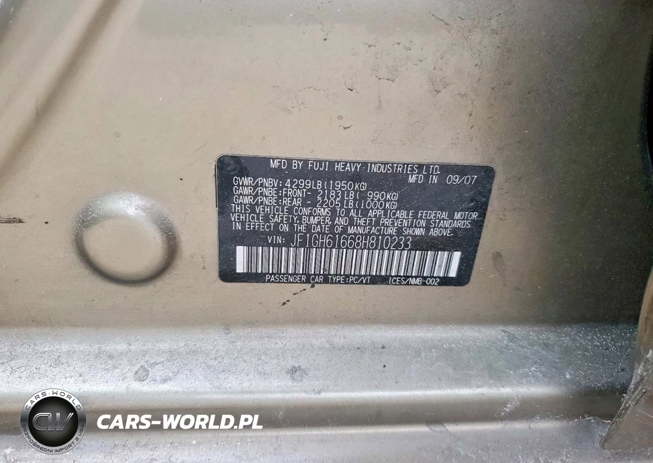 2008 Subaru Impreza 2.5I VIN:JF1GH61668H810233 - 12