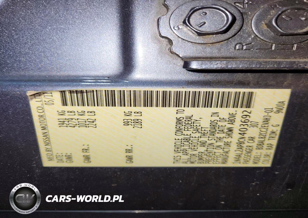 2012 Nissan Altima Base VIN:1N4AL2AP8CN403692 - 12