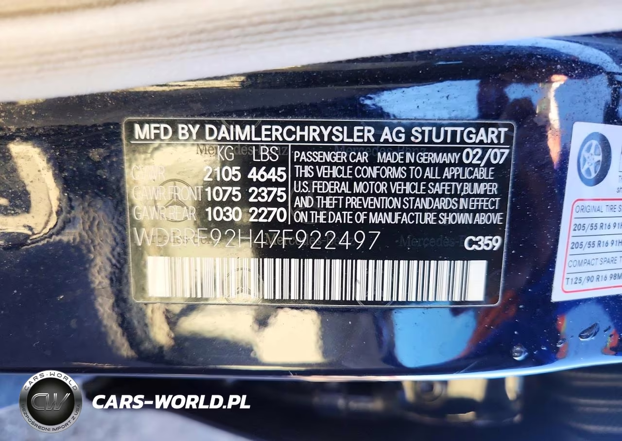 2007 Mercedes-Benz C 280 4Matic VIN:WDBRF92H47F922497 - 13