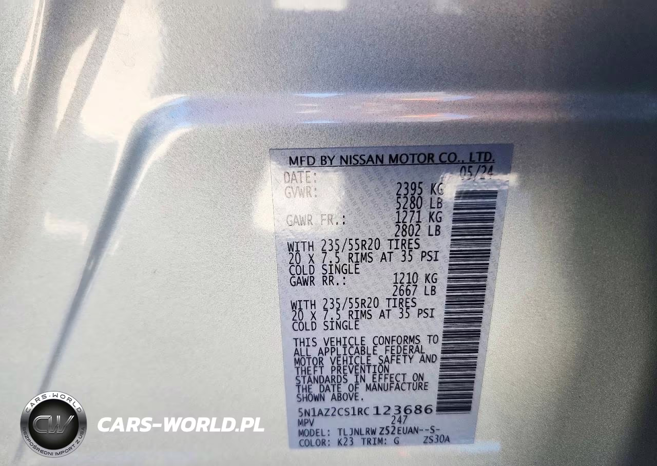 2024 Nissan Murano Sl VIN:5N1AZ2CS1RC123686 - 13