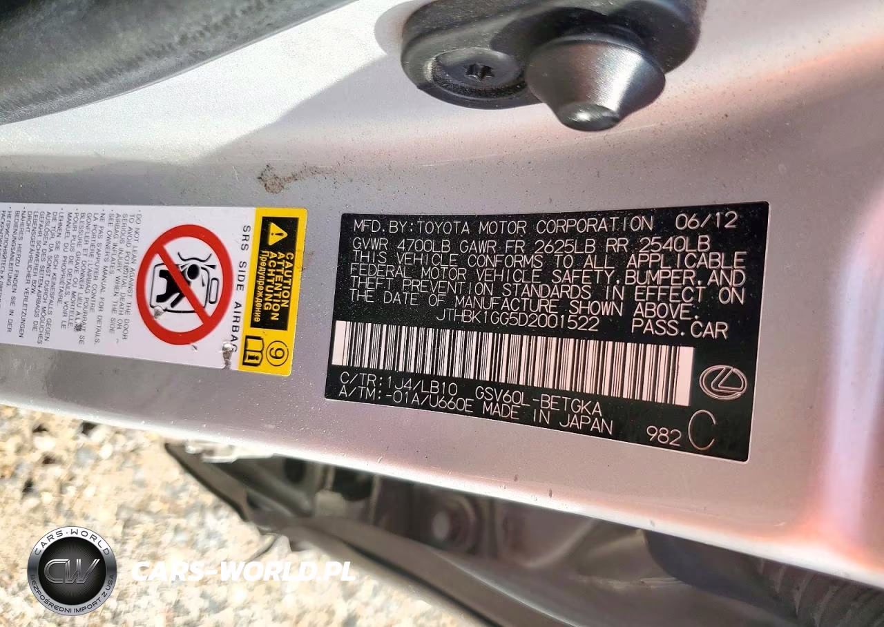 2013 Lexus Es 350 VIN:JTHBK1GG5D2001522 - 12