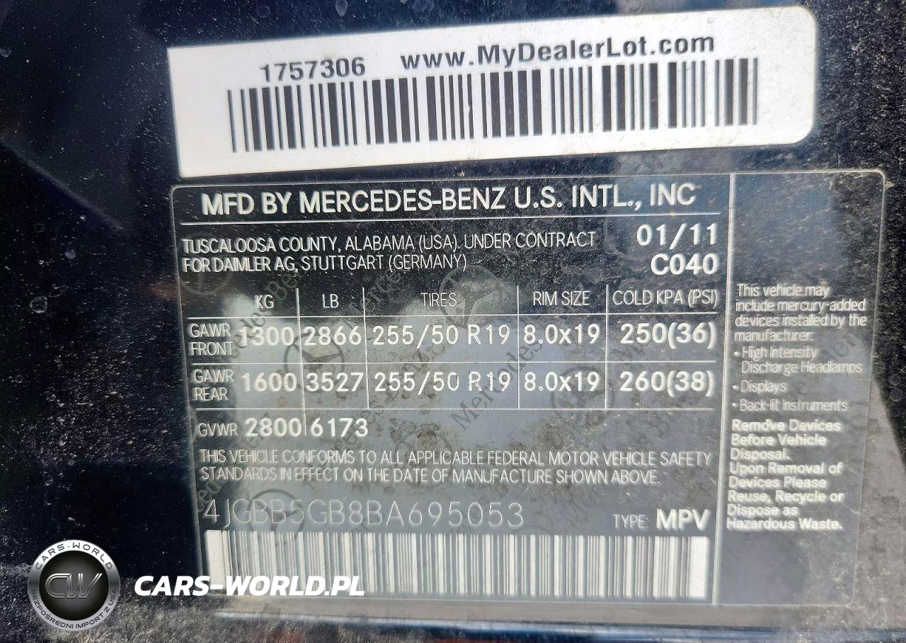 2011 Mercedes-Benz Ml 350 VIN:4JGBB5GB8BA695053 - 14