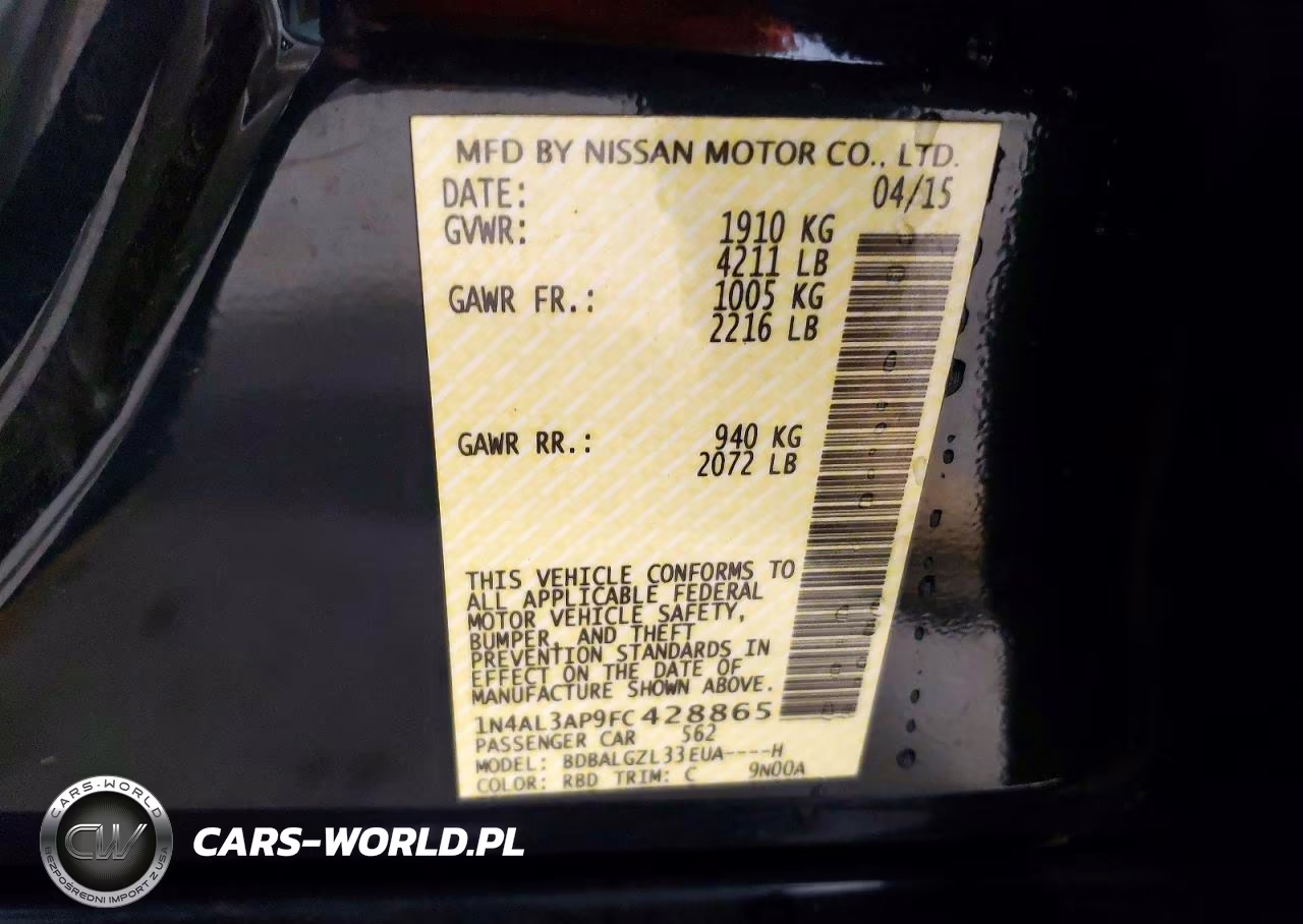 2015 Nissan Altima 2.5 S VIN:1N4AL3AP9FC428865 - 12
