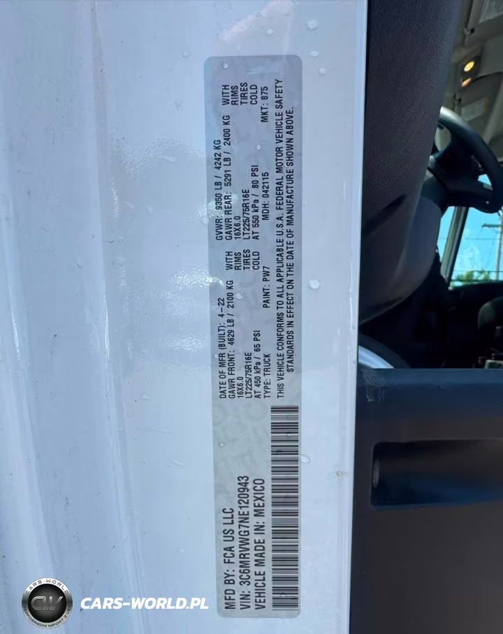 2022 Ram Promaster 3500 3500 Standard VIN:3C6MRVWG7NE120943 - 10