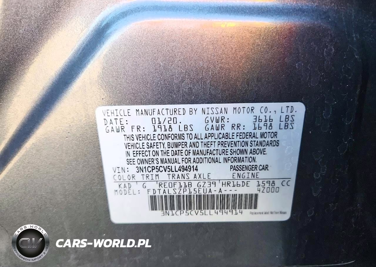 2020 Nissan Kicks Sv VIN:3N1CP5CV5LL494914 - 12