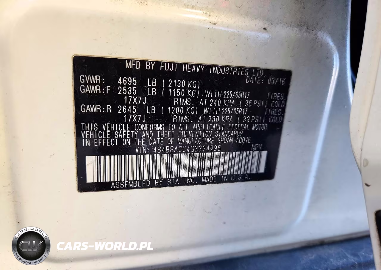 2016 Subaru Outback 2.5I Premium VIN:4S4BSACC4G3324295 - 13