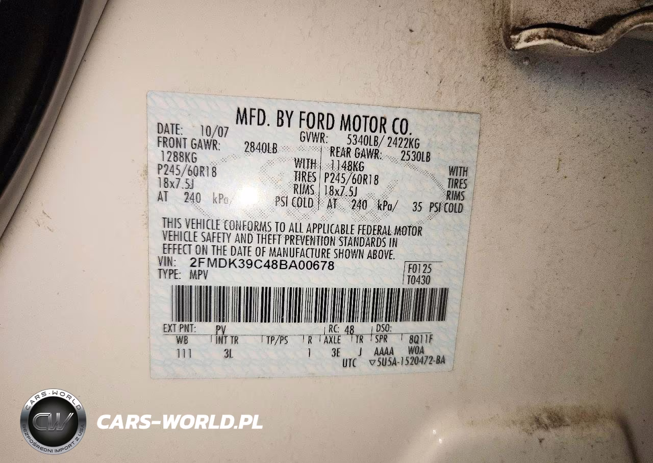 2008 Ford Edge Limited VIN:2FMDK39C48BA00678 - 14