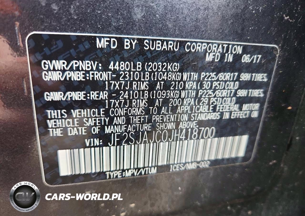 2018 Subaru Forester 2.5I Limited VIN:JF2SJAJC0JH418700 - 12
