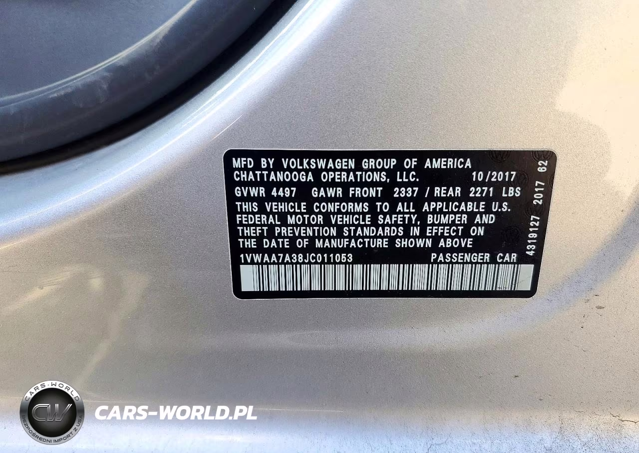 2018 Volkswagen Passat S VIN:1VWAA7A38JC011053 - 12