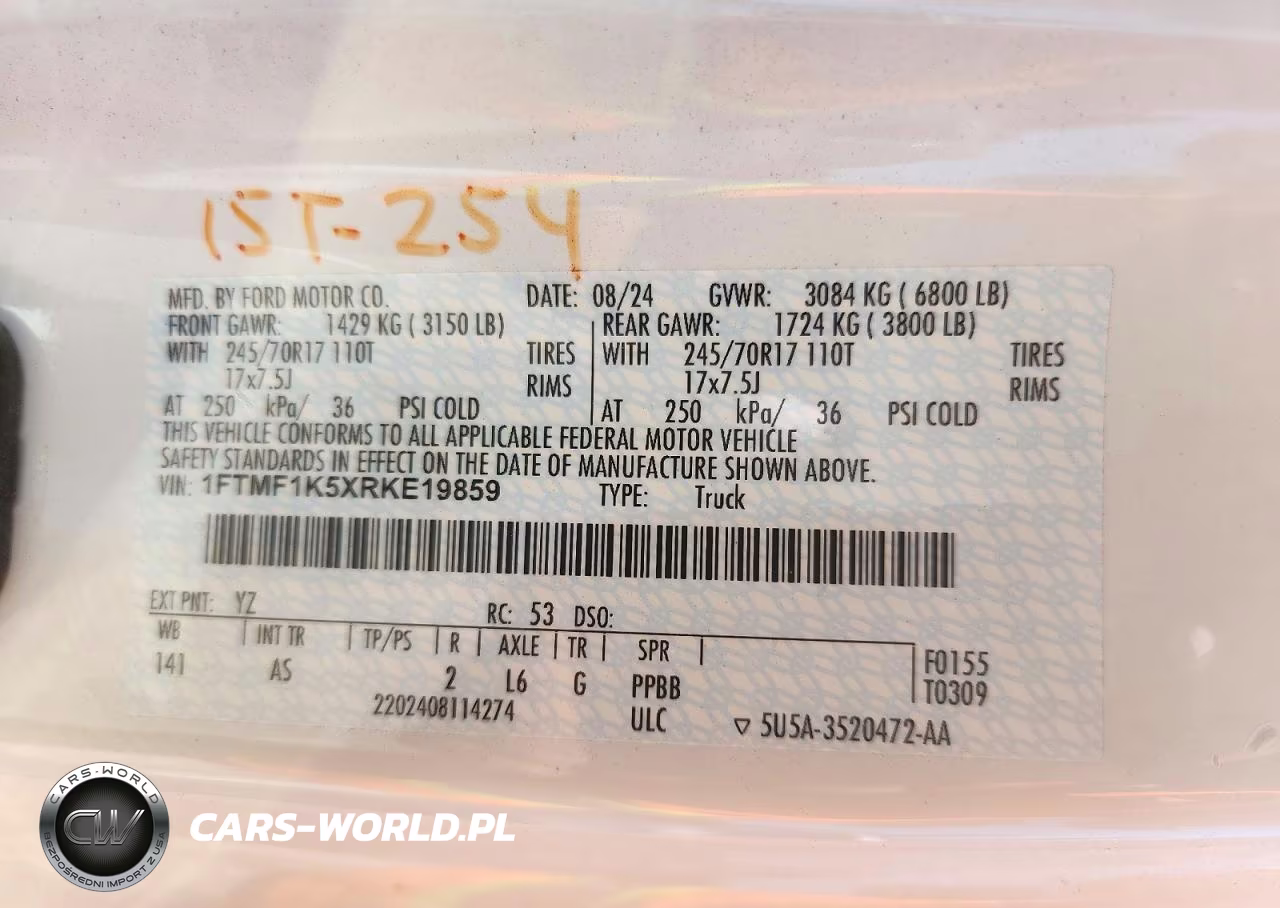 2024 Ford F150 Xl VIN:1FTMF1K5XRKE19859 - 13