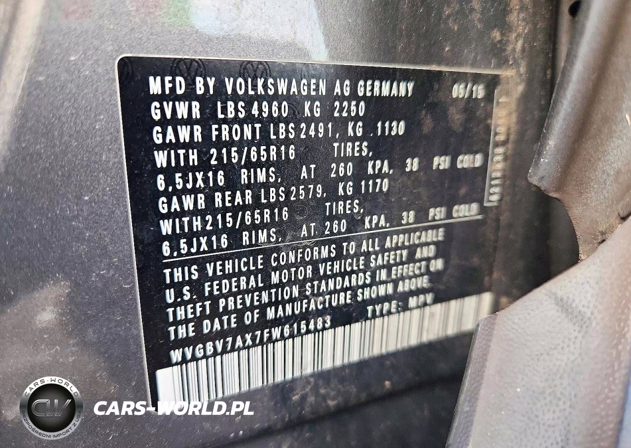 2015 Volkswagen Tiguan S VIN:WVGBV7AX7FW615483 - 13