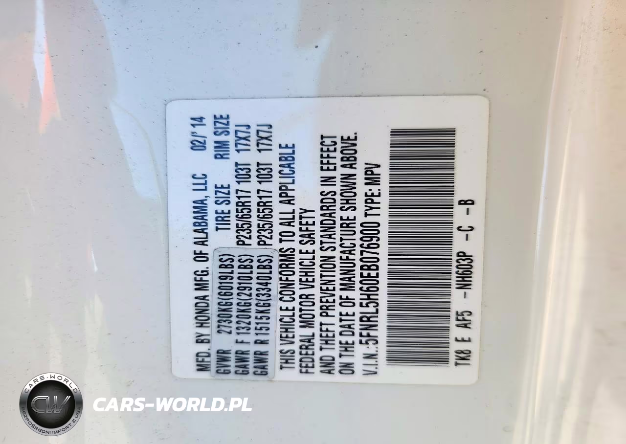 2014 Honda Odyssey Exl VIN:5FNRL5H60EB076900 - 13