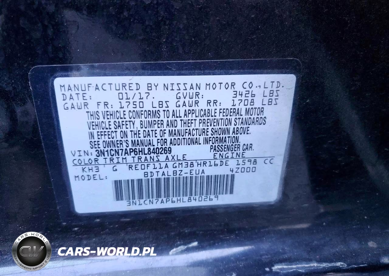 2017 Nissan Versa 1.6 Sv VIN:3N1CN7AP6HL840269 - 12
