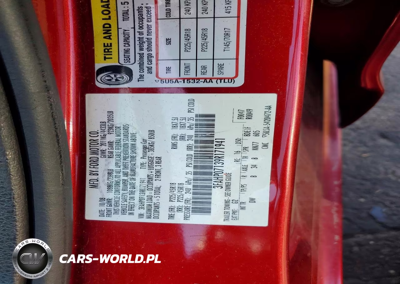 2009 Ford Fusion Se VIN:3FAHP07139R171941 - 12