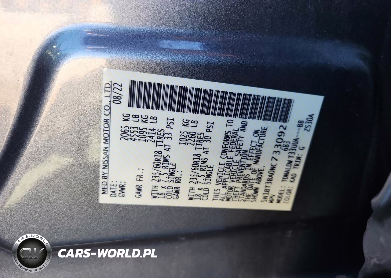 2022 Nissan Rogue Sv VIN:5N1BT3BA0NC733092 - 13