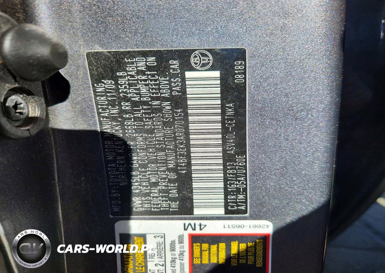 2010 Toyota Camry Le VIN:4T4BF3EK3AR070154 - 12