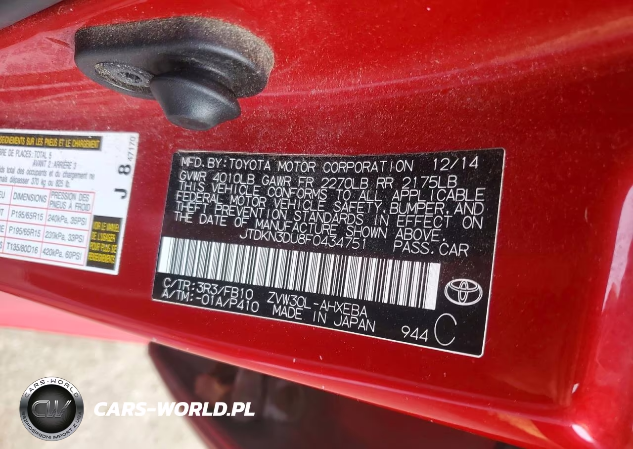 2015 Toyota Prius Two VIN:JTDKN3DU8F0434751 - 12