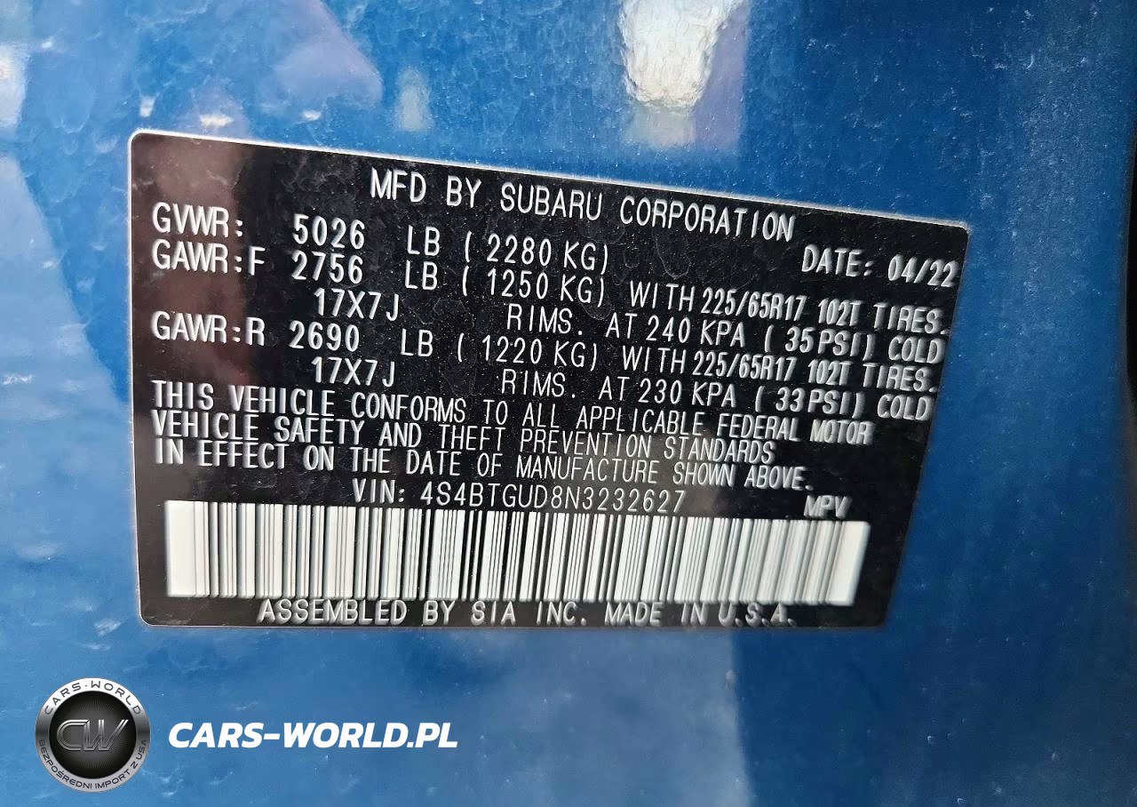 2022 Subaru Outback Wilderness VIN:4S4BTGUD8N3232627 - 13
