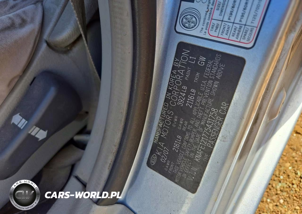 2007 Kia Spectra Lx VIN:KNAFE121775431758 - 12
