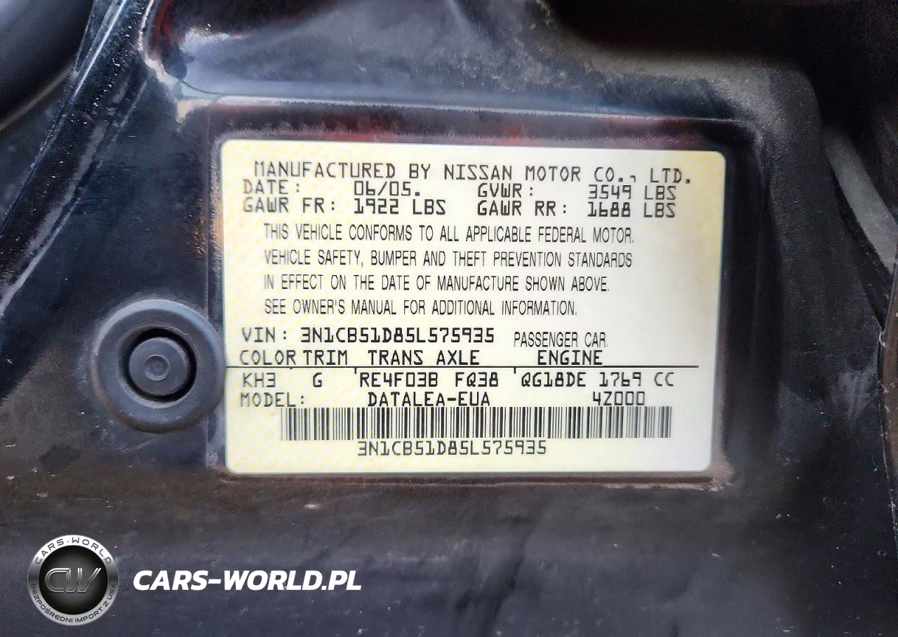 2005 Nissan Sentra 1.8 VIN:3N1CB51D85L575935 - 13