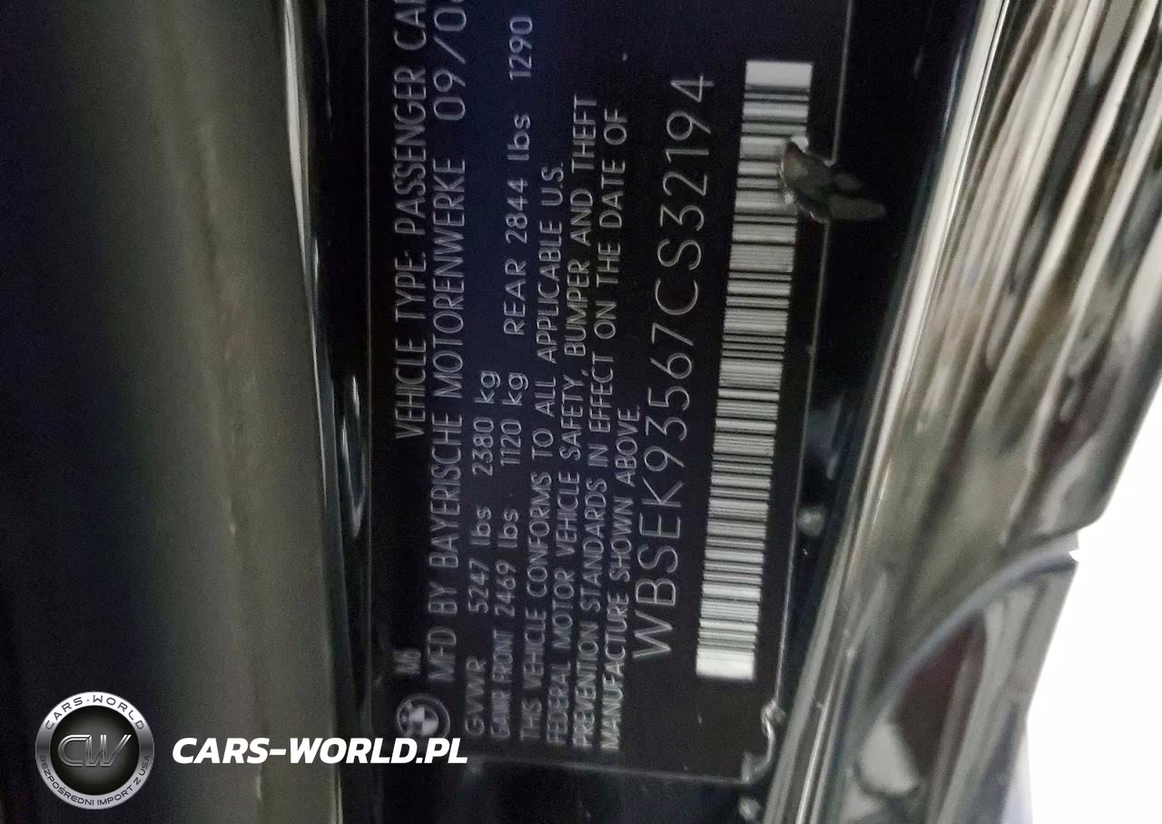 2007 BMW M6 VIN:WBSEK93567CS32194 - 12