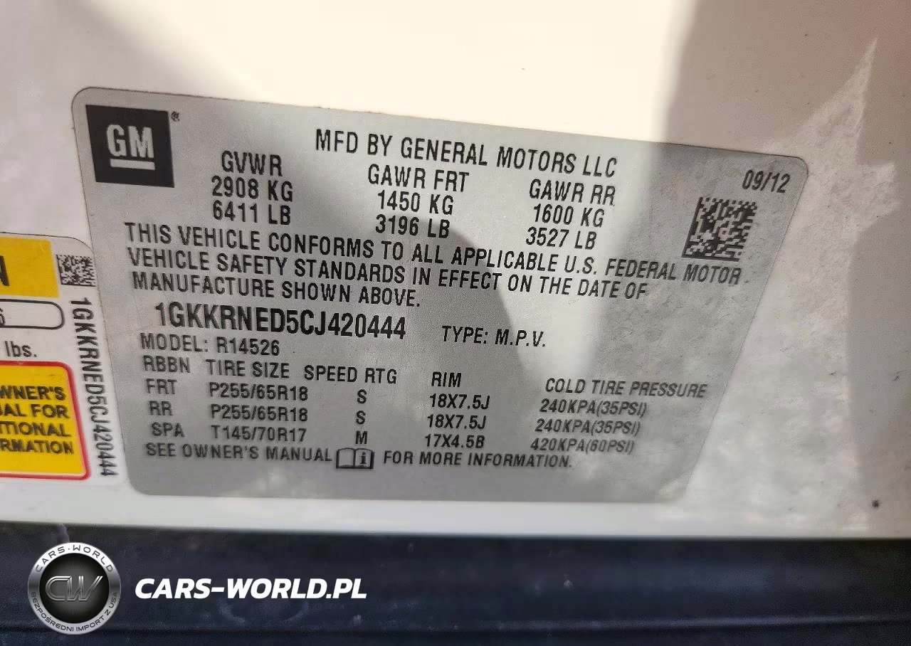 2012 GMC Acadia Sle VIN:1GKKRNED5CJ420444 - 13
