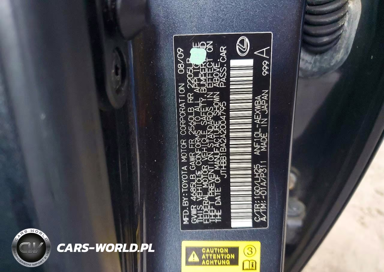 2010 Lexus Hs 250H VIN:JTHBB1BA2A2004795 - 12