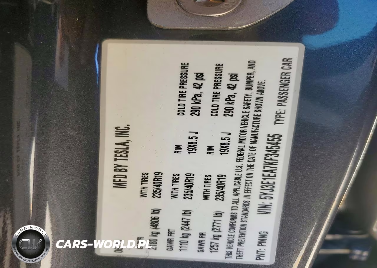2019 Tesla Model 3 VIN:5YJ3E1EA7KF345455 - 13