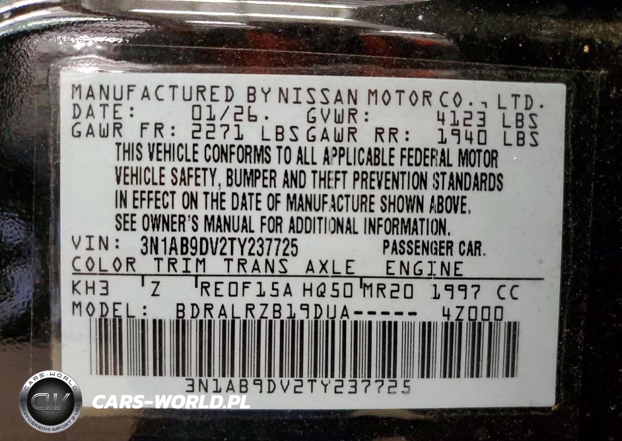 2026 Nissan Sentra Sr VIN:3N1AB9DV2TY237725 - 13