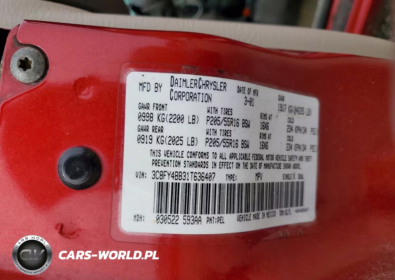 2001 Chrysler Pt Cruiser VIN:3C8FY4BB31T636407 - 12